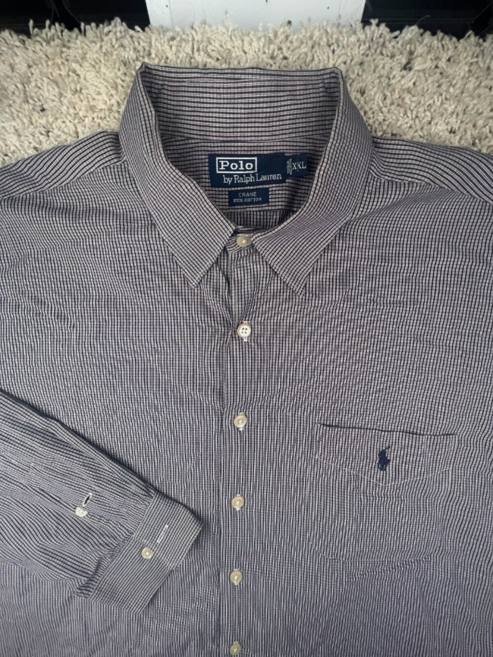 Polo Ralph Lauren CRANE Button Up Shirt Men’s Long Sleeve 2XL Cotton Check